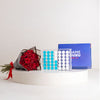 Game Guru Acrylic Connect Four Turquoise-White & Red Roses Bouquet