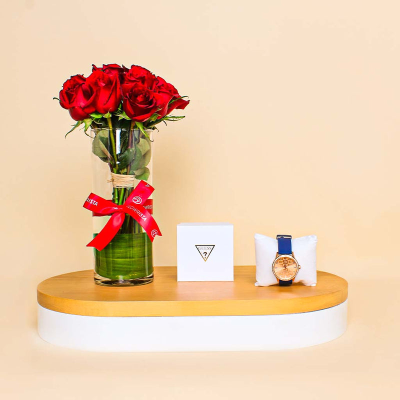 Guess Unique Watch - GW0355L2 | Vase of Red Roses
