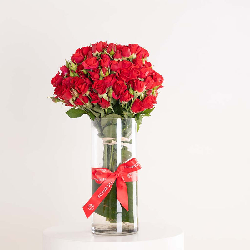 Red Baby Roses Vase - 20 Stems