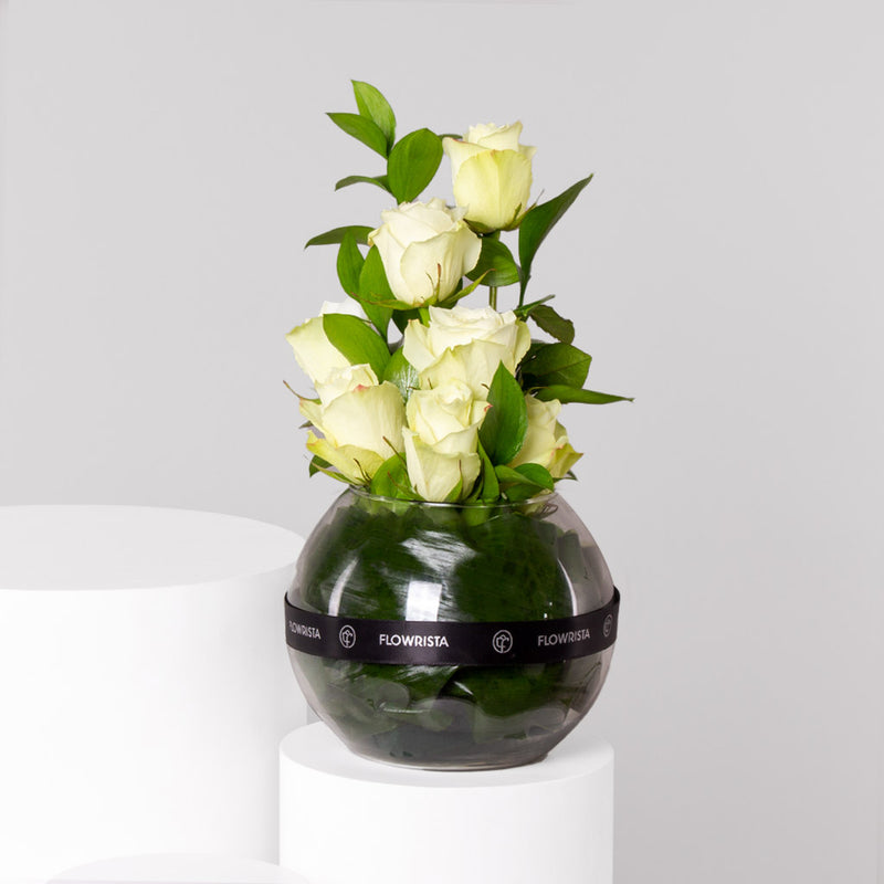 White Roses Vase