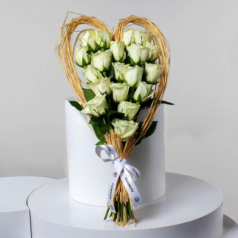 White Roses Heart-Shaped Bouquet