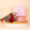 Veloor Rafef Scarf & Red Roses Bouquet