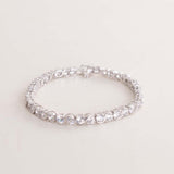 Felizmoda Silver-Tone Tennis Bracelet with Round Zircon Stones