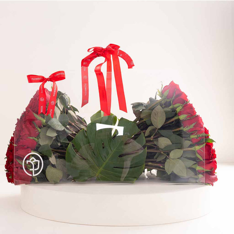 Flowrista Red Roses Acrylic Bag - 100 Stems
