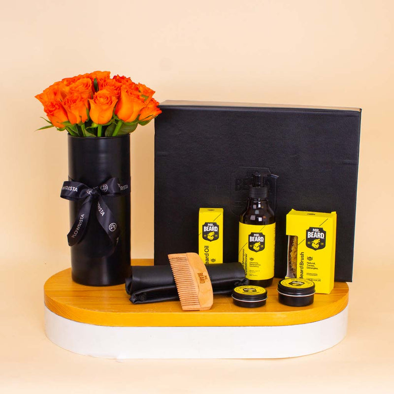Mr.Beard Kit – Premium Gift Edition & Orange Roses Vase