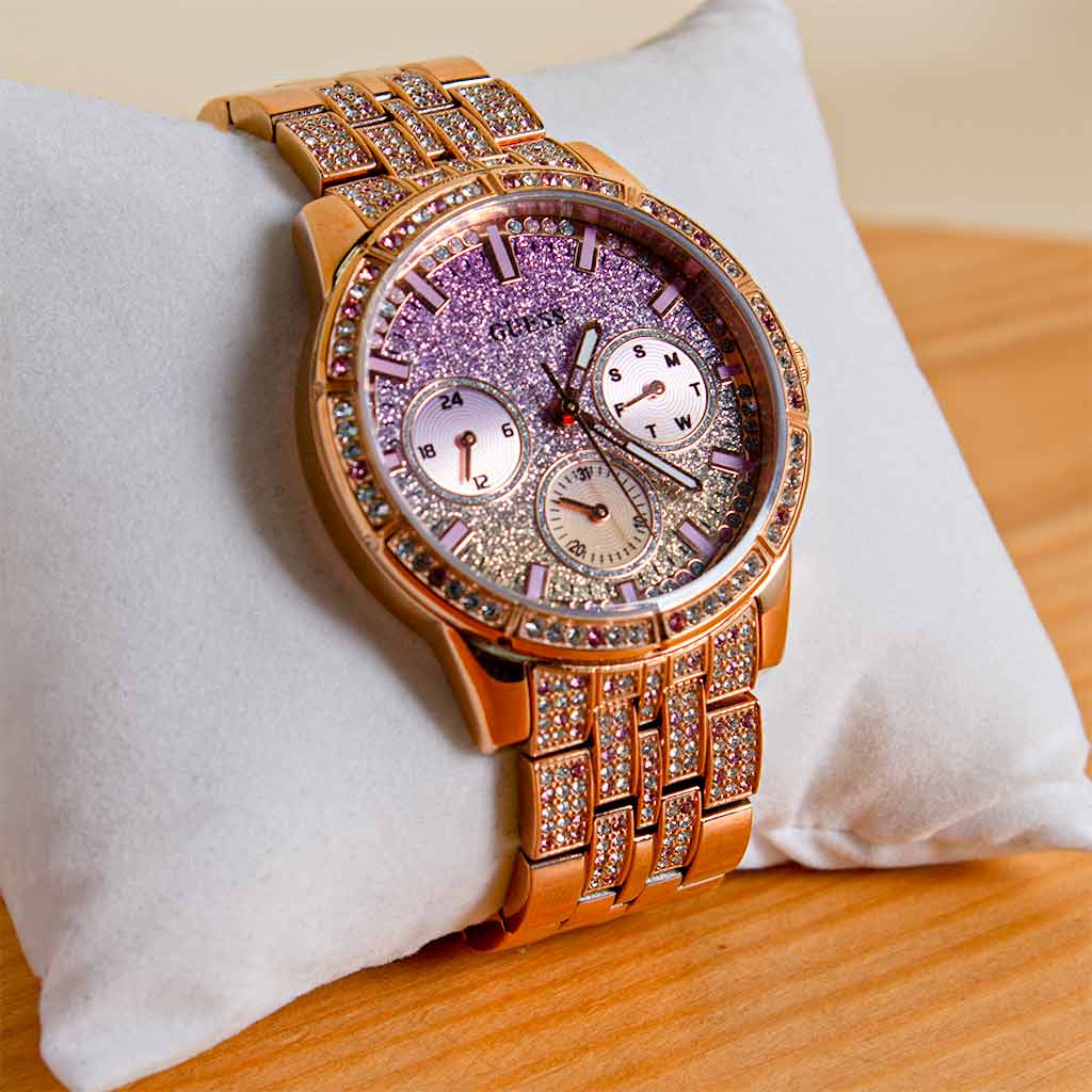 Guess Gold And Rhinestone Multifunction Watch | 15 Red Rose