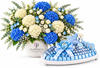 Le Boy Chocolates with Flowrista Blue and White Hydrangeas