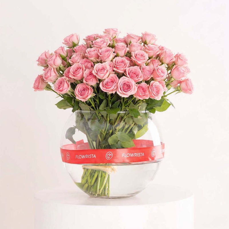 Pink Baby Roses Vase - 20 Stems