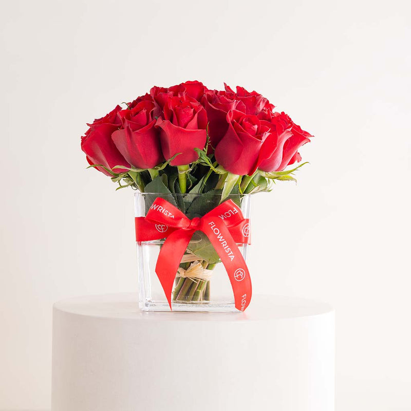 Red Roses Vase - 20 Stems