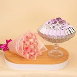 Passionelle Bohemia Bowl Silver with 15 Pink Roses