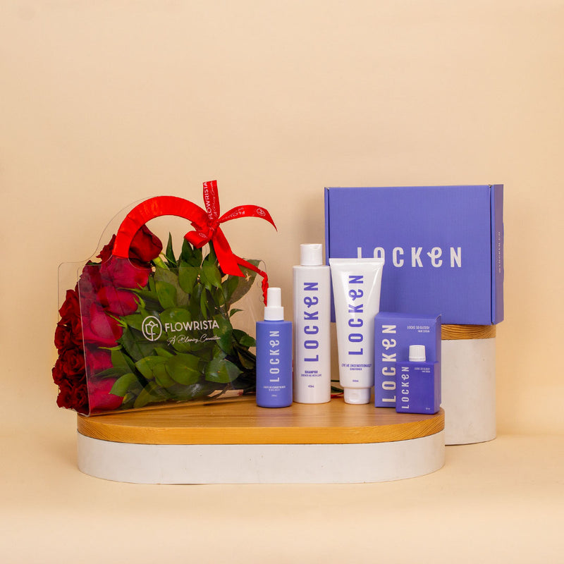 Locken Straight Hair Kit & Red Roses Box