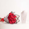 Markiz Thai Silver Gold-Plated Zircon Necklace & Red Roses Bouquet