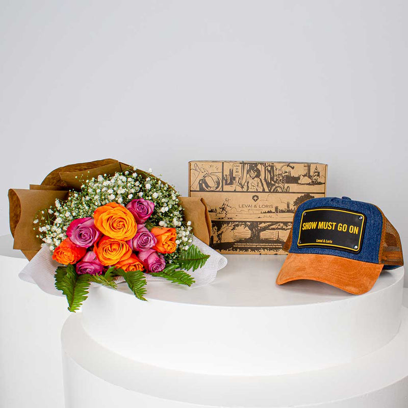 Levai & Loris Cap Gift Set with Roses - For Unisex