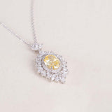 Markiz Platinum-Plated Yellow Zircon Necklace & Baby Roses & Gypsophila Bouquet
