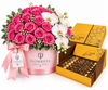 Le Chocolala Chocolate Boxes with Flowrista Pink Roses and Orchids