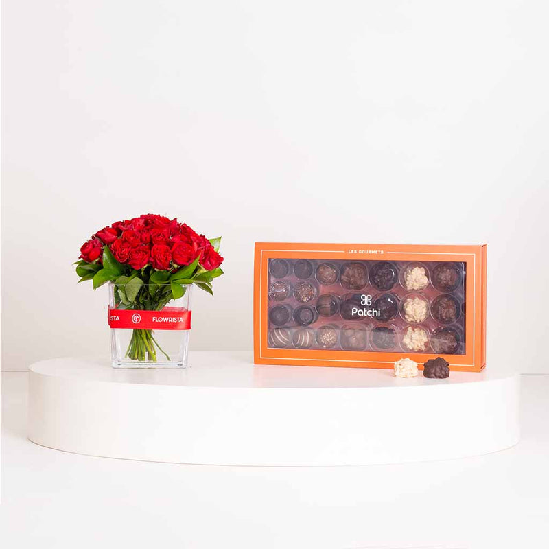 Patchi Box Of 46 Pieces Les Gourmets | 20 Red flower vase