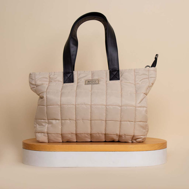 Pavo Tote Bag Handbag - Beige