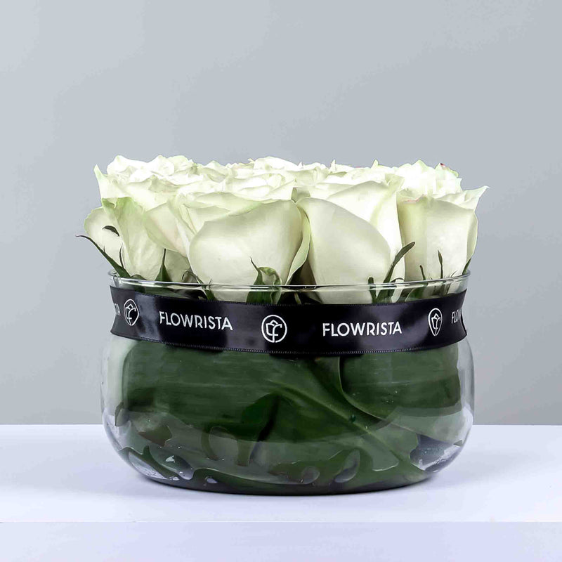 White Roses Vase
