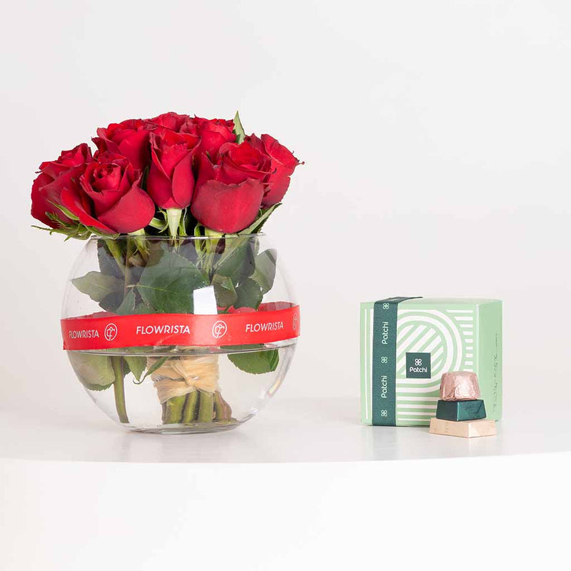 Patchi Chocolate Box 250g | 15 Red Rose Vase