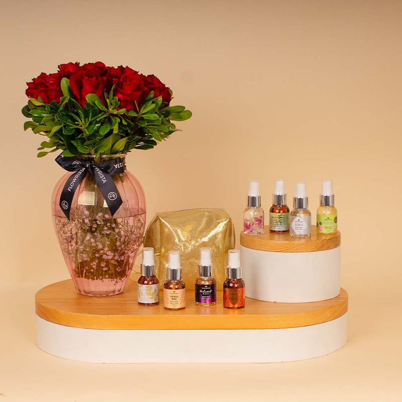 Soul & More — The Golden Pouch & Red Roses Art Vase