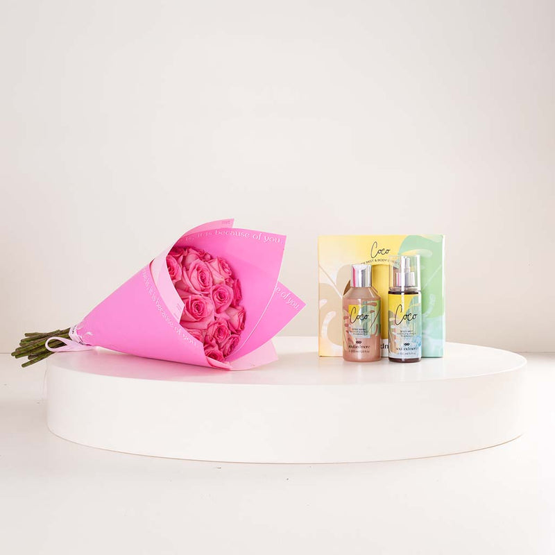 Soul & More Coco Set Of 2 | 15 Pink Rose Bouquet