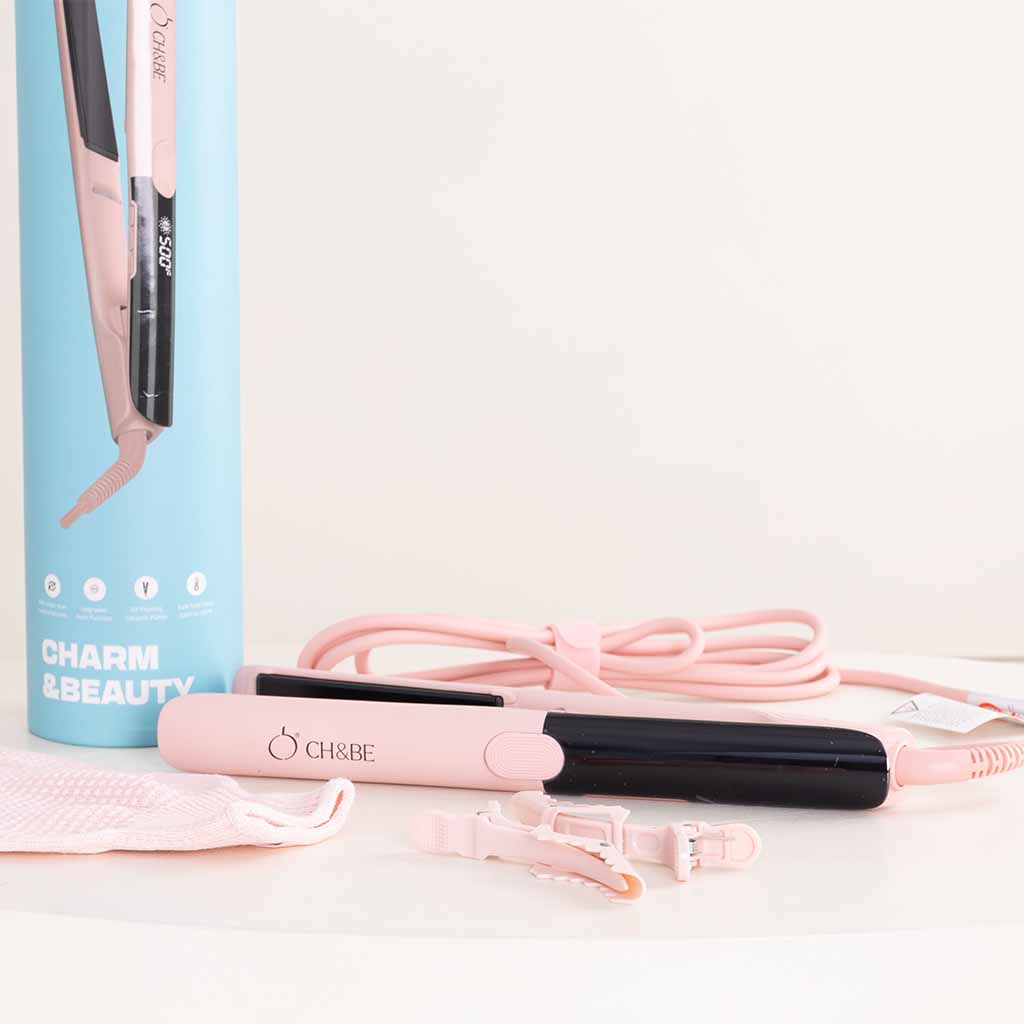 CH&BE Slim Ceramic Straightener & Pink Roses Bouquet
