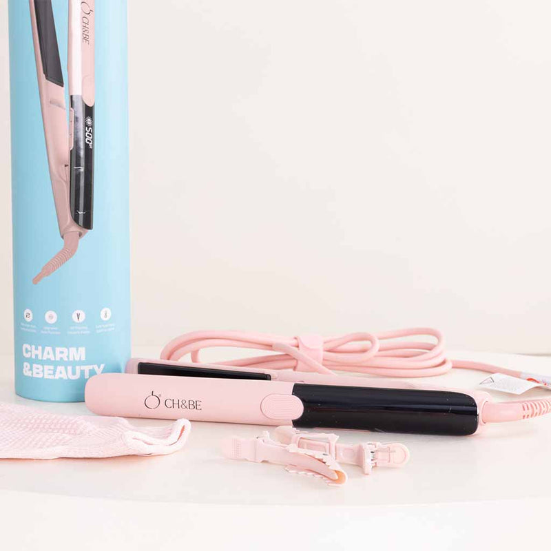 CH&BE Slim Ceramic Straightener & Pink Roses Bouquet