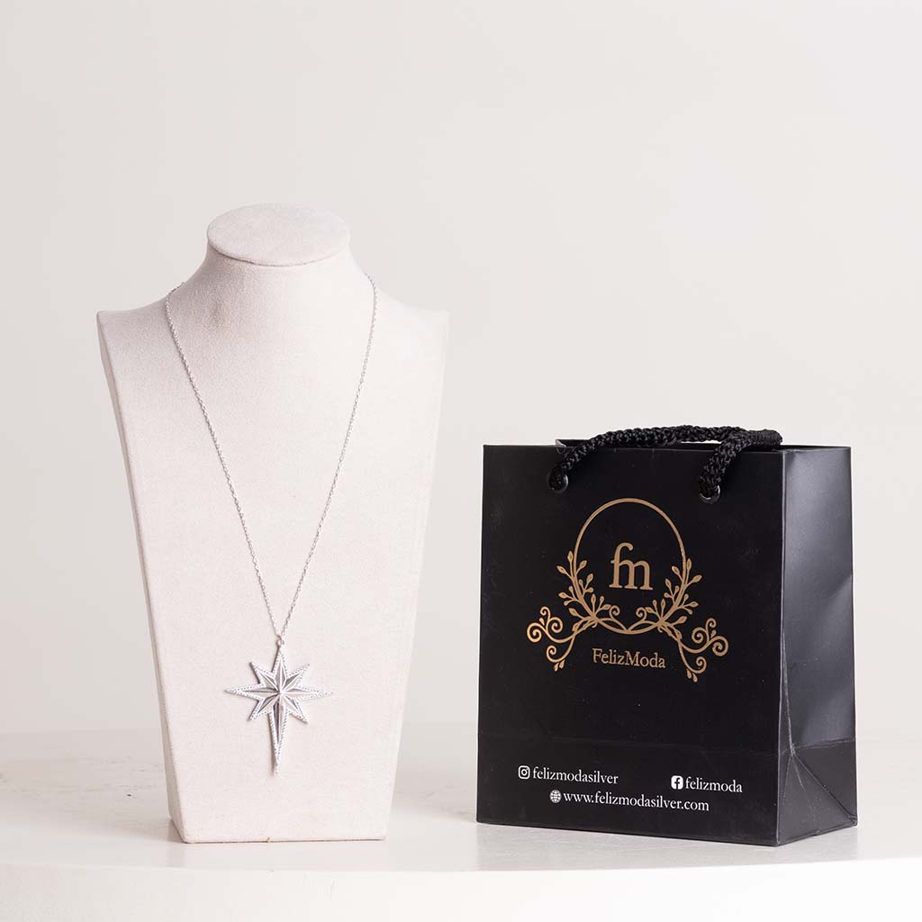Felizmoda North Star Necklace & Pink Rose Bouquet