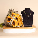 Felizmoda Multiple circles and crystals silver necklace gold plated | Sunflower Bouquet
