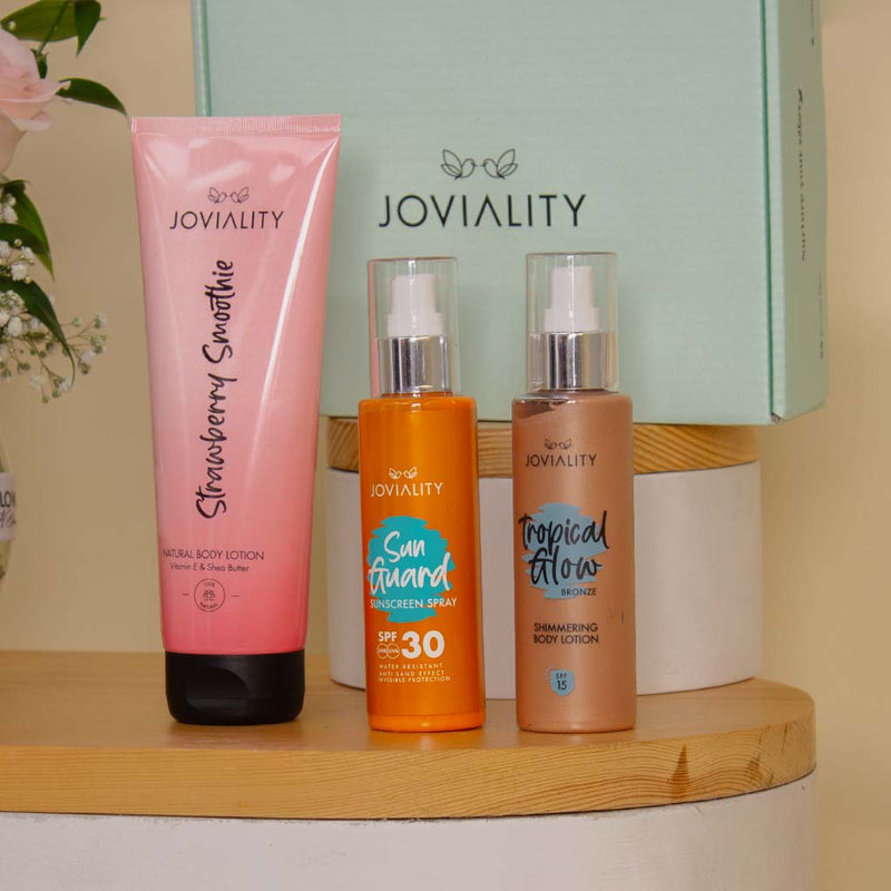joviality Sun Care and Skin Love Essentials with Flowrista Vase