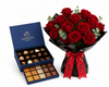 Godiva Chocolate Box & Red Roses Bouquet