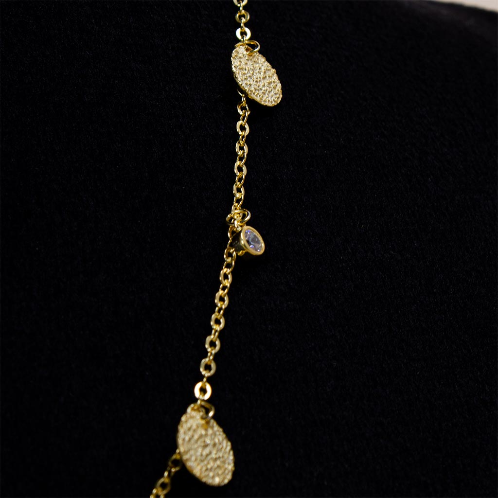 Felizmoda Multiple circles and crystals silver necklace gold plated | Purple Flower Vase