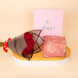 Veloor Rafef Scarf & Red Roses Bouquet