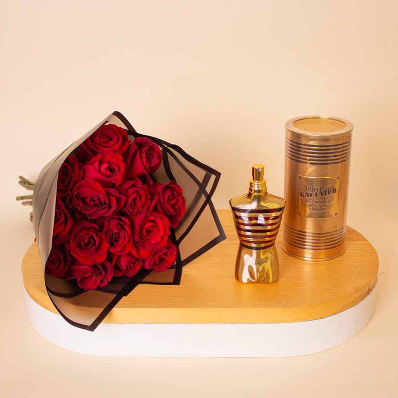 Jean Paul Gaultier Le Male Elixir Eau de Parfum 125ml & Red Roses Bouquet
