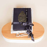 Lunar Glow Lantern & Holy Quran with 15 Purple Flowers
