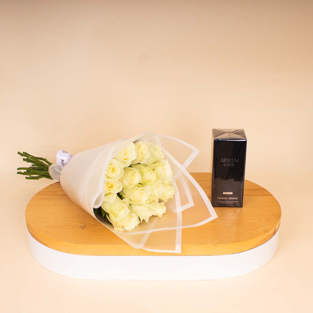 Giorgio Armani Code for Men 125 ml & White Roses Hand Bouquet