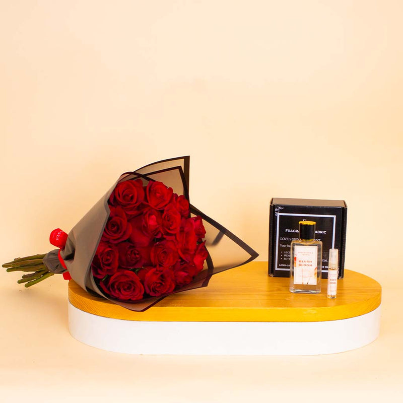 Fragrance & Fabric Blush Bloom for Woman & Red Roses Bouquet