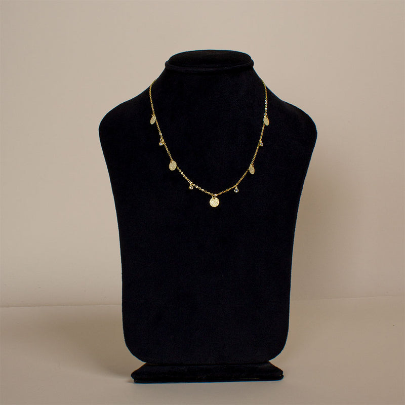 Felizmoda Multiple circles and crystals silver necklace gold plated | Sunflower Bouquet