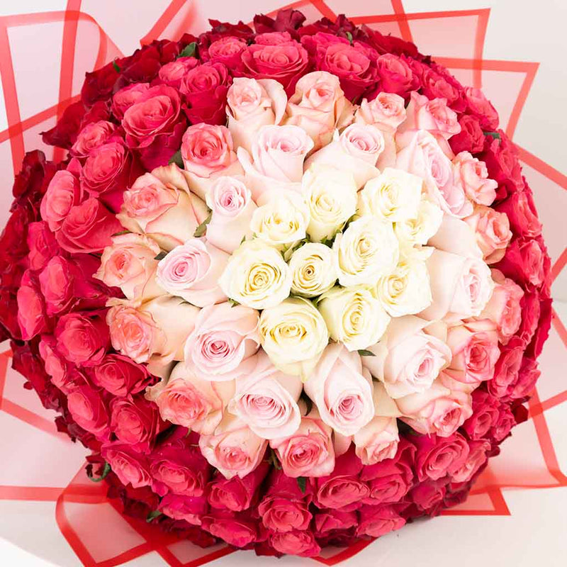 Flowrista Ombre Mixed Roses Bouquet - 150 Roses