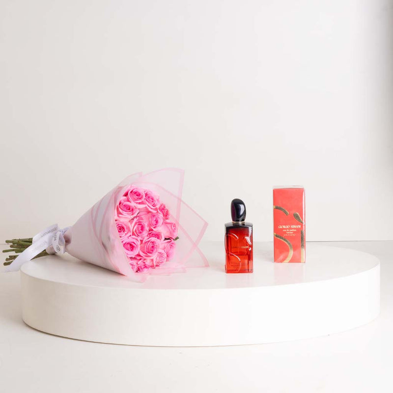Giorgio Armani Sì Passione Intense EDP 100ml & 15 Revival Roses Hand Bouquet
