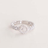 Felizmoda Braided Zircon Silver Ring & Red Chrysanthemum Bouquet