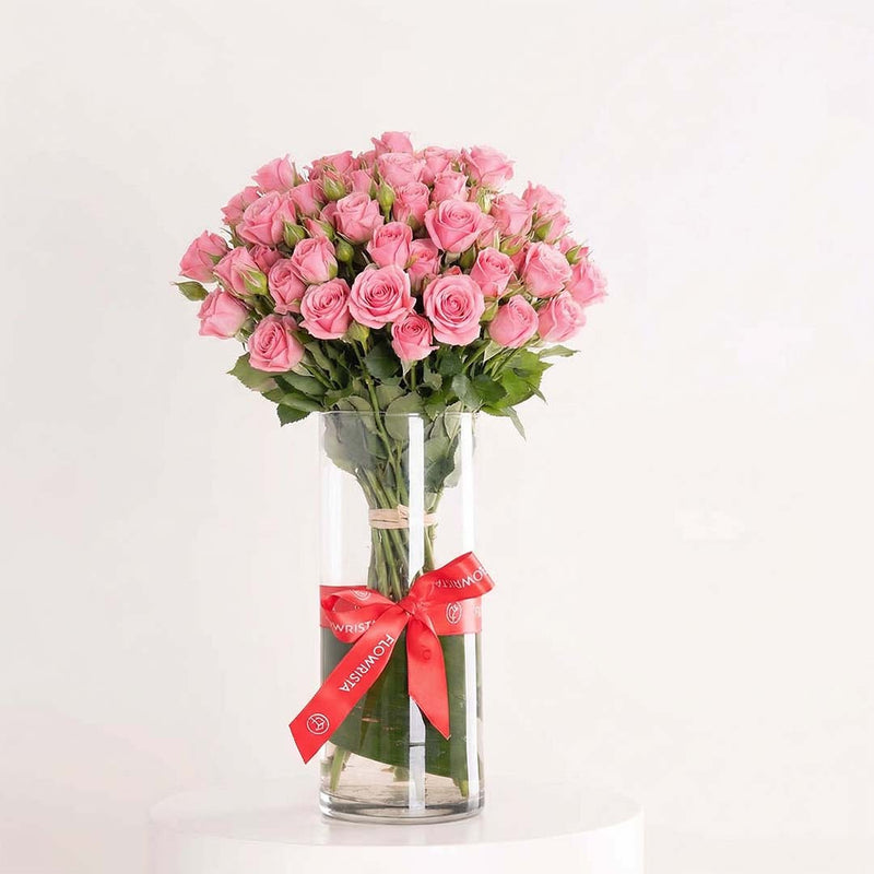 Pink Baby Roses Vase - 20 Stems