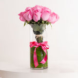 Markiz Platinum-Plated Red Zircon Necklace & Pink Roses Vase