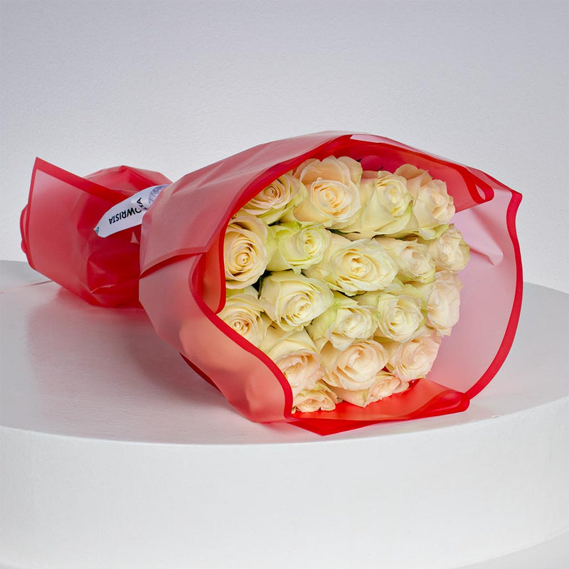 Elegant White Roses Bouquet | 20 Roses