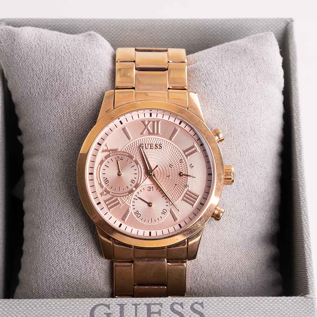 GUESS Solar Rose Gold Watch For Women