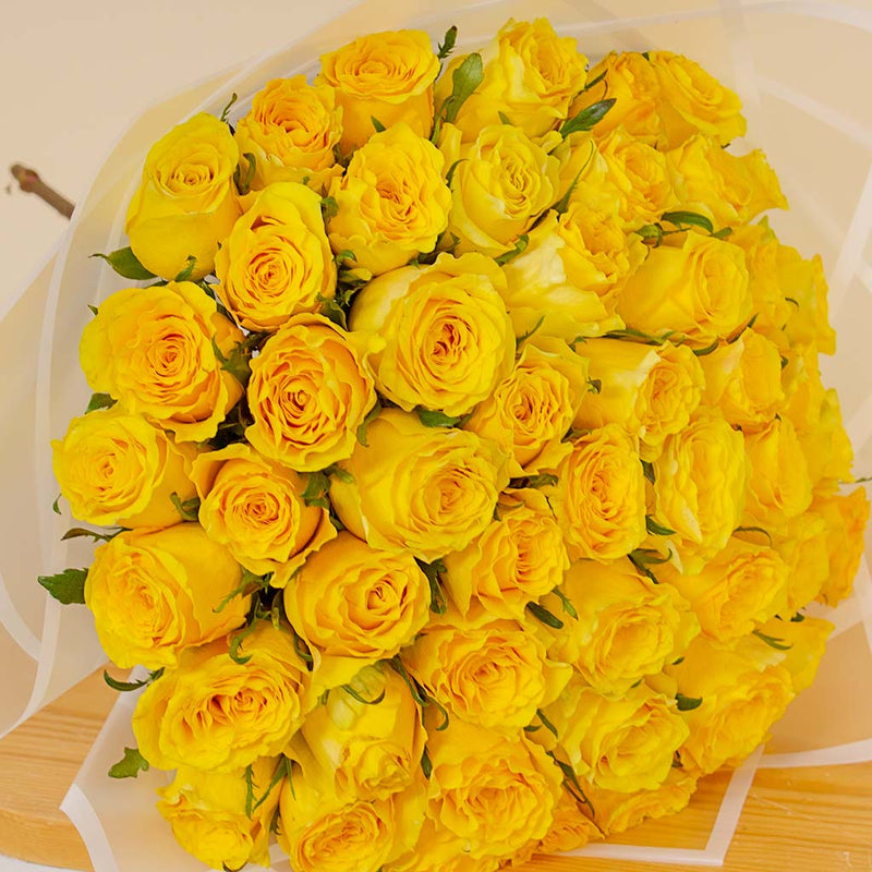 Hand Bouquet of 50 Yellow Roses