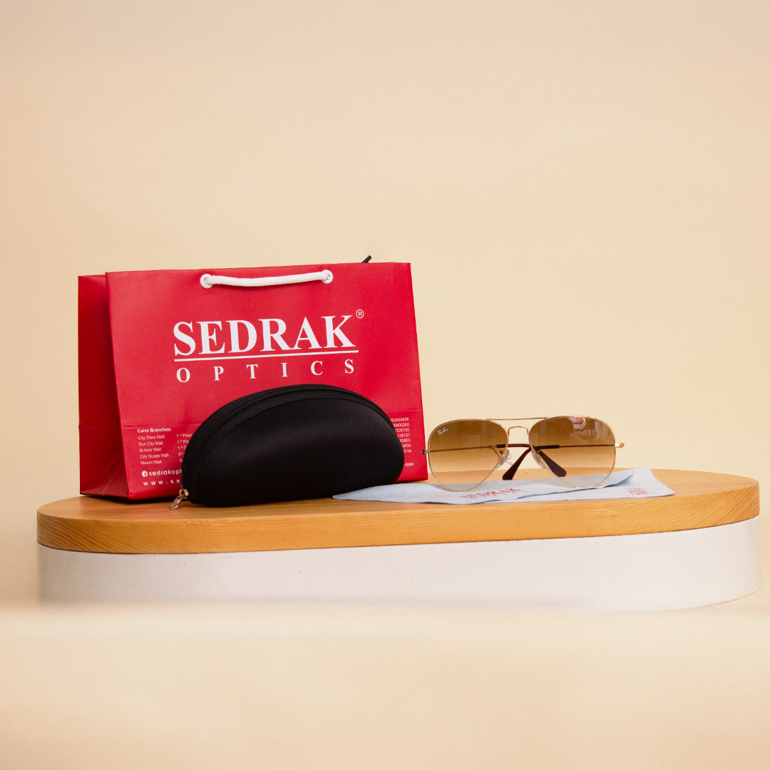 Ray-Ban Sunglass with Gold Frame & Gradient Lenses