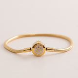 Pandora Moments Sparkling Crown O Snake Chain Bracelet 14k Gold-Plated & Purple Roses Bouquet