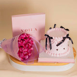 Voila Blush Cocoa Cake & 20 Purple Roses Bouquet