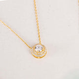 Markiz Thai Silver Gold-Plated Zircon Necklace & Baby Roses & Gypsophila Bouquet